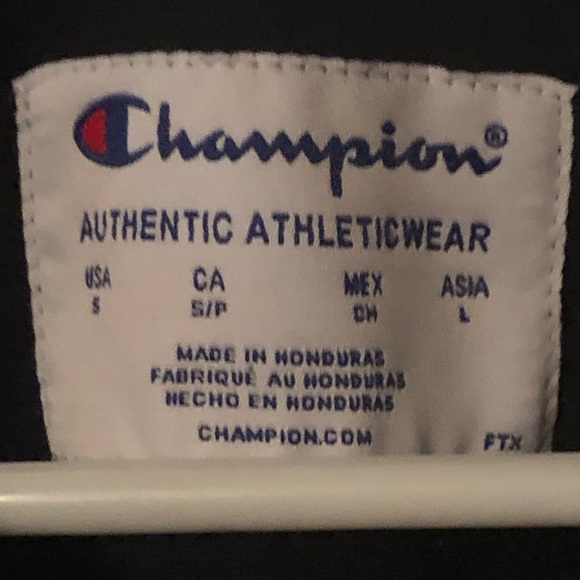 Champion unique foil metallic Logo sweatshirt black unisex Sz Small NWT - Picture 5 of 9